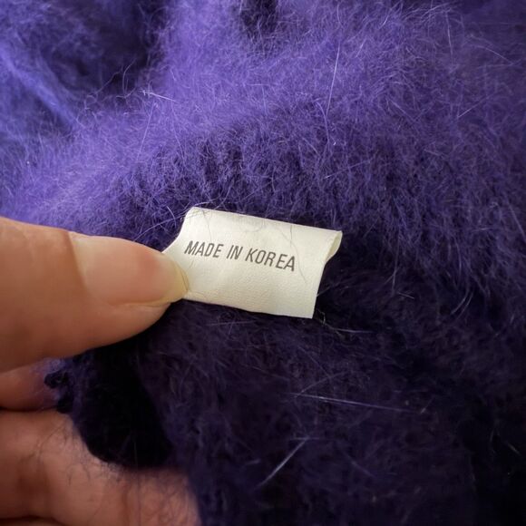 VTG Connie A Lee Angora Fuzzy Sweater Womens S/M Purple Collared Whimsical Retro - Picture 8 of 11